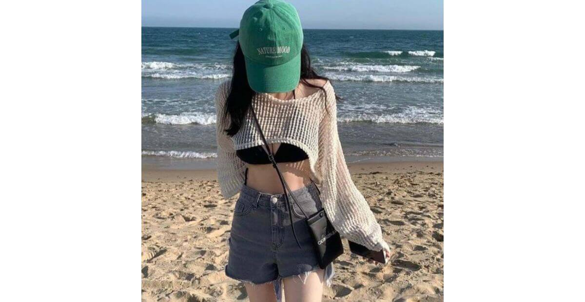 Áo croptop mix quần short lưng cao