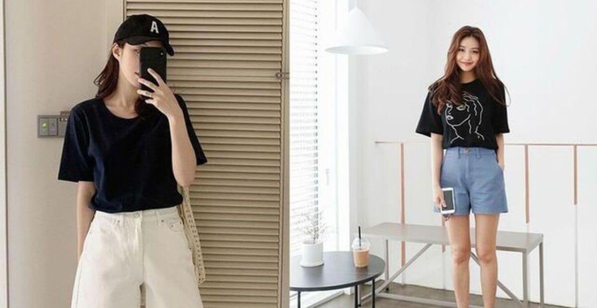 Áo kiểu tay lỡ và quần short lưng cao