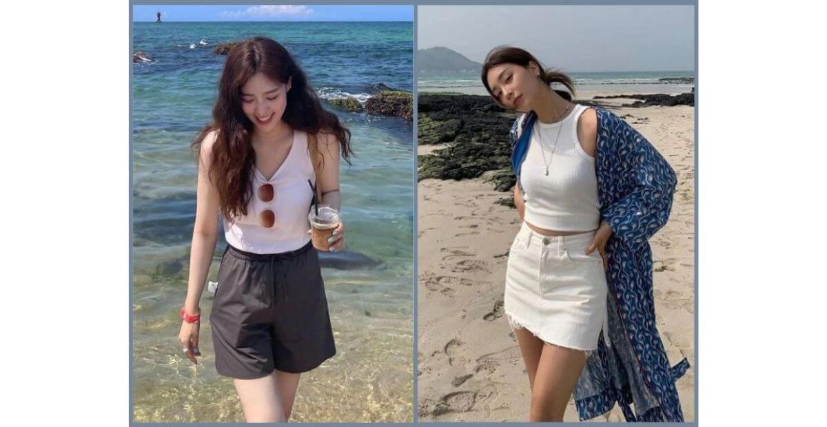 Áo tank top ôm mix chân váy chữ A ngắn