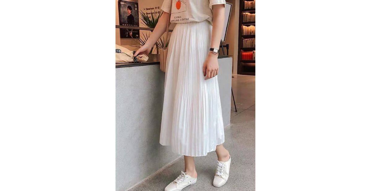 Chân váy midi xếp ly