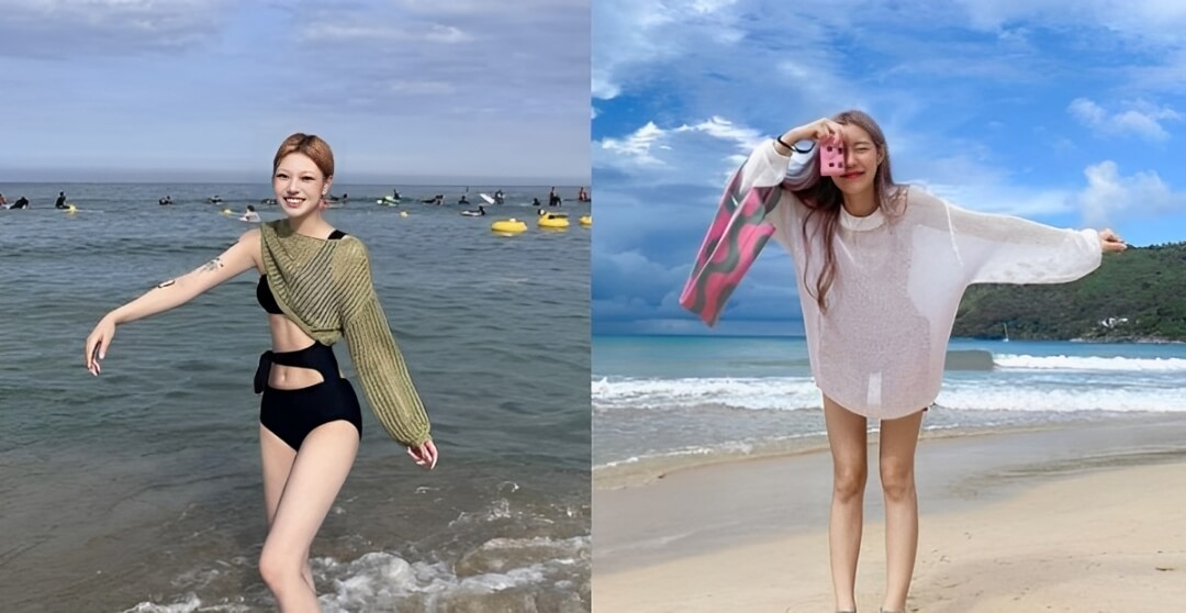 Đồ mặc đi biển Bikini phối cùng áo khoác lưới hoặc voan ngoài