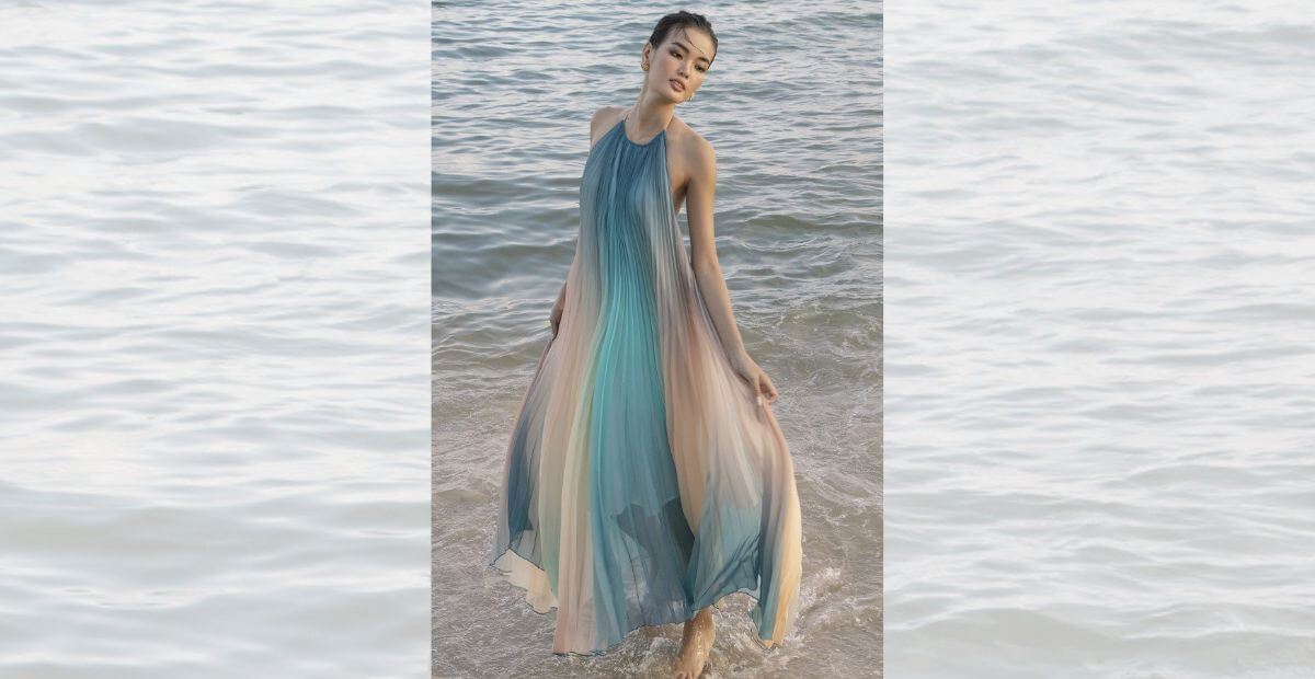 Đồ mặc đi biiển đầm suông chất linen hoặc cotton trơn
