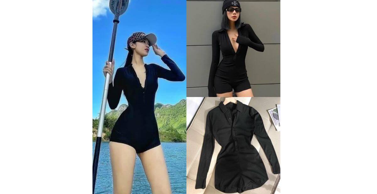 Jumpsuit ngắn có chiết eo nhẹ