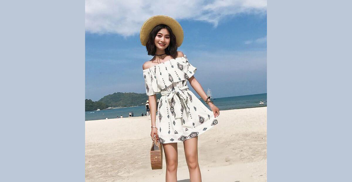 Jumpsuit ống rộng buộc eo lựa chọn cho người béo bụng mặc gì đi biển