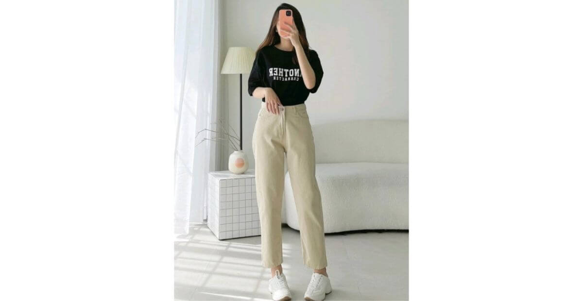 Quần baggy vải hoặc kaki