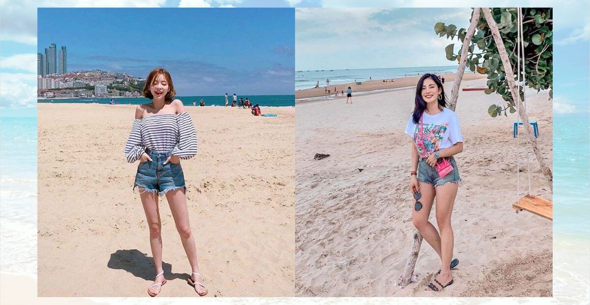 Set áo croptop mix quần short vải lanh và túi cói tròn