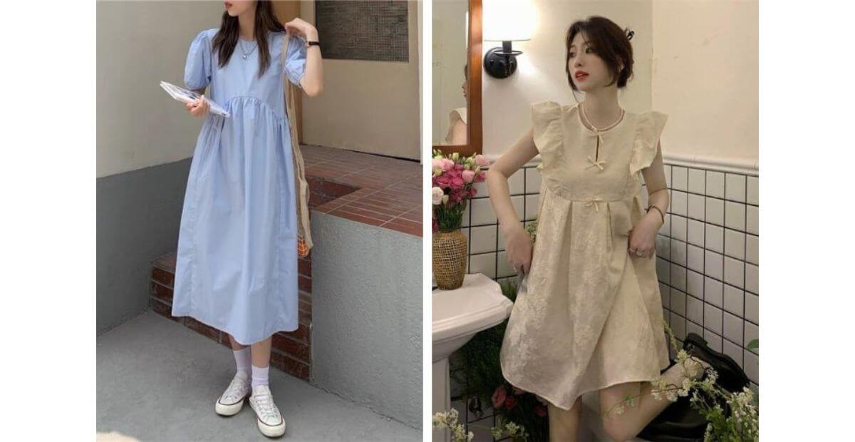 Váy babydoll cao eo dễ thương, che bụng và phù hợp với người thấp béo