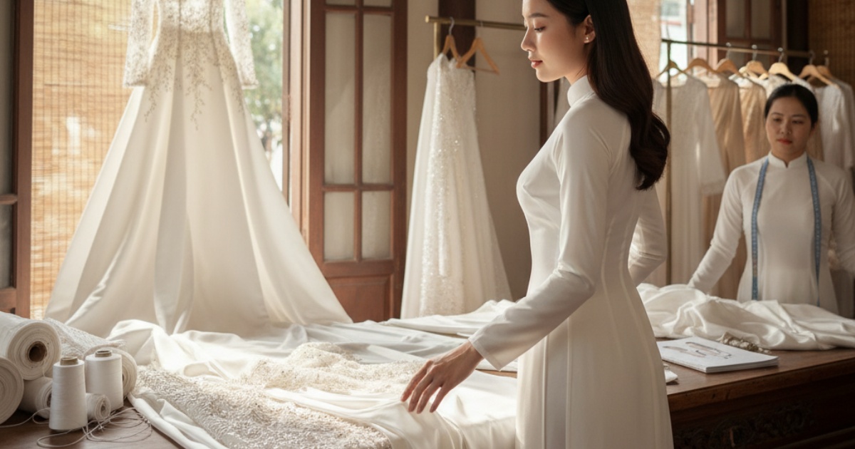 Choosing the Perfect White Vietnamese Wedding Dress Fabric and Design