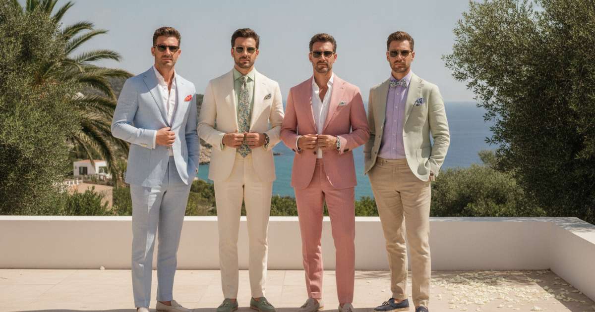 Ideal Color Schemes for Summer Wedding Abroad Mens Outfits
