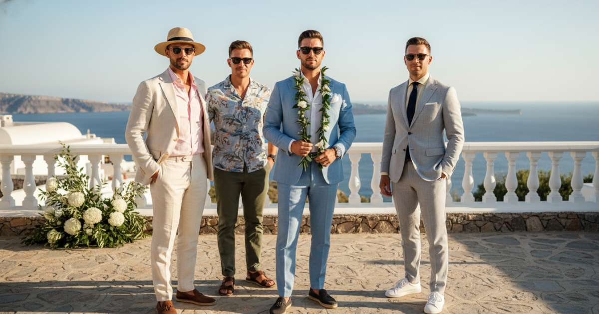 summer wedding abroad mens outfits