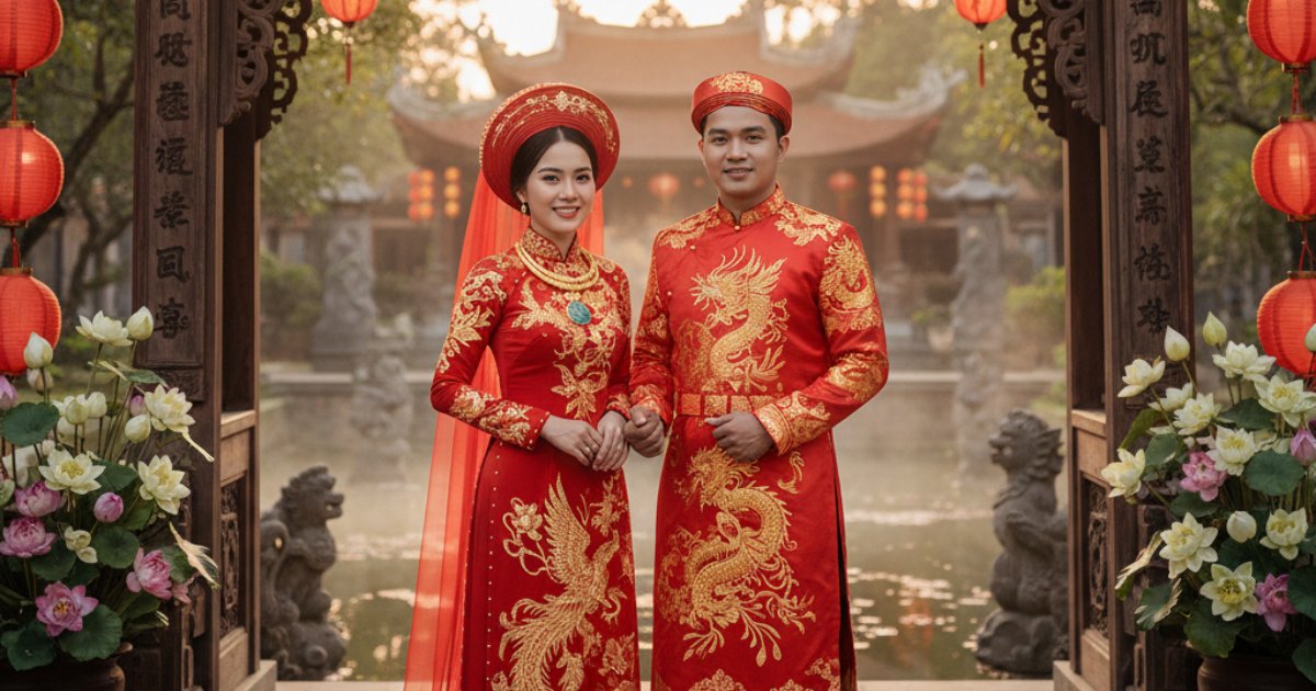 Understanding the symbolism within a Vietnamese wedding costume